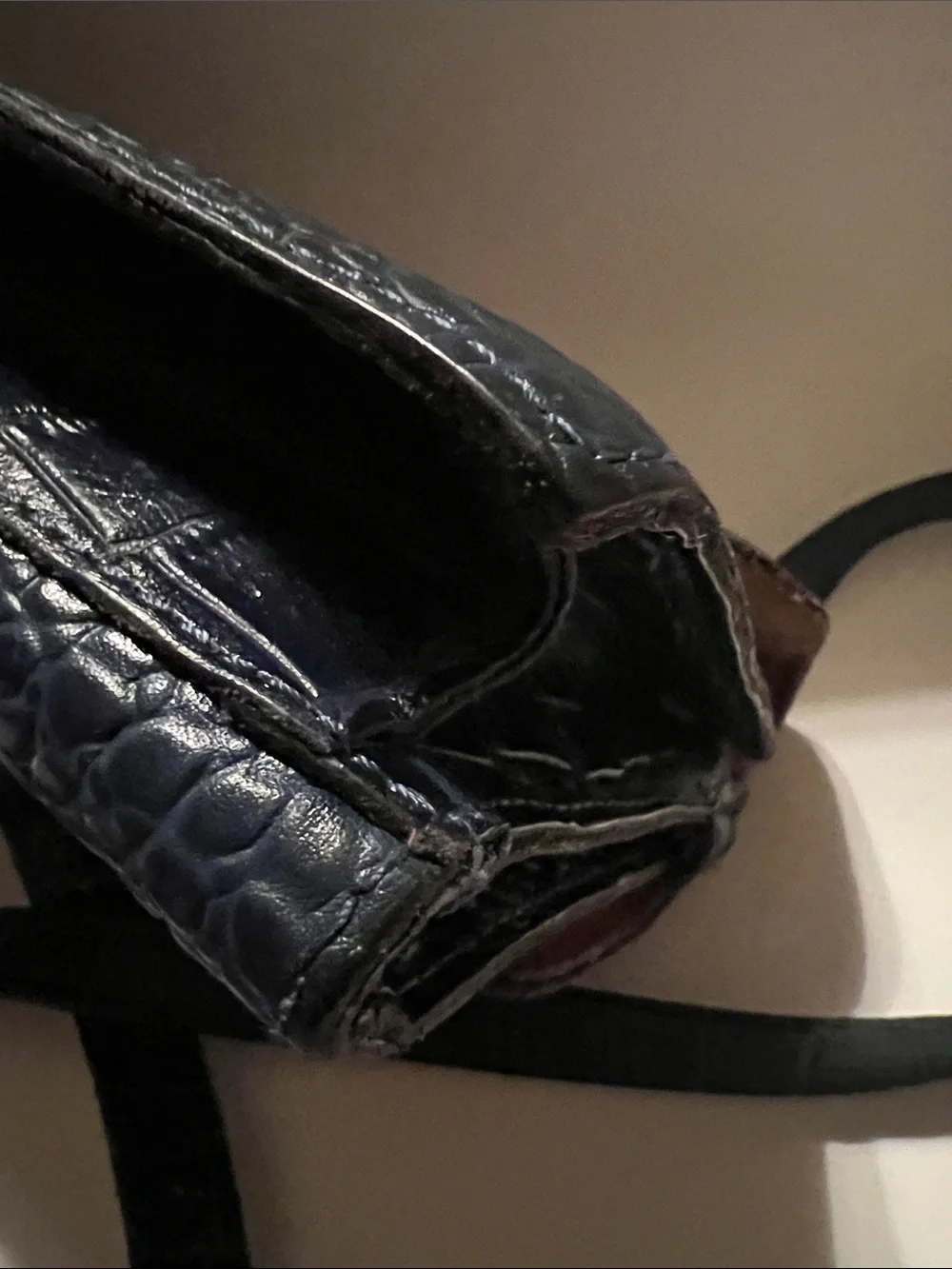Patricia Nash Navy Croc-Embossed Leather Buckle Crossbody